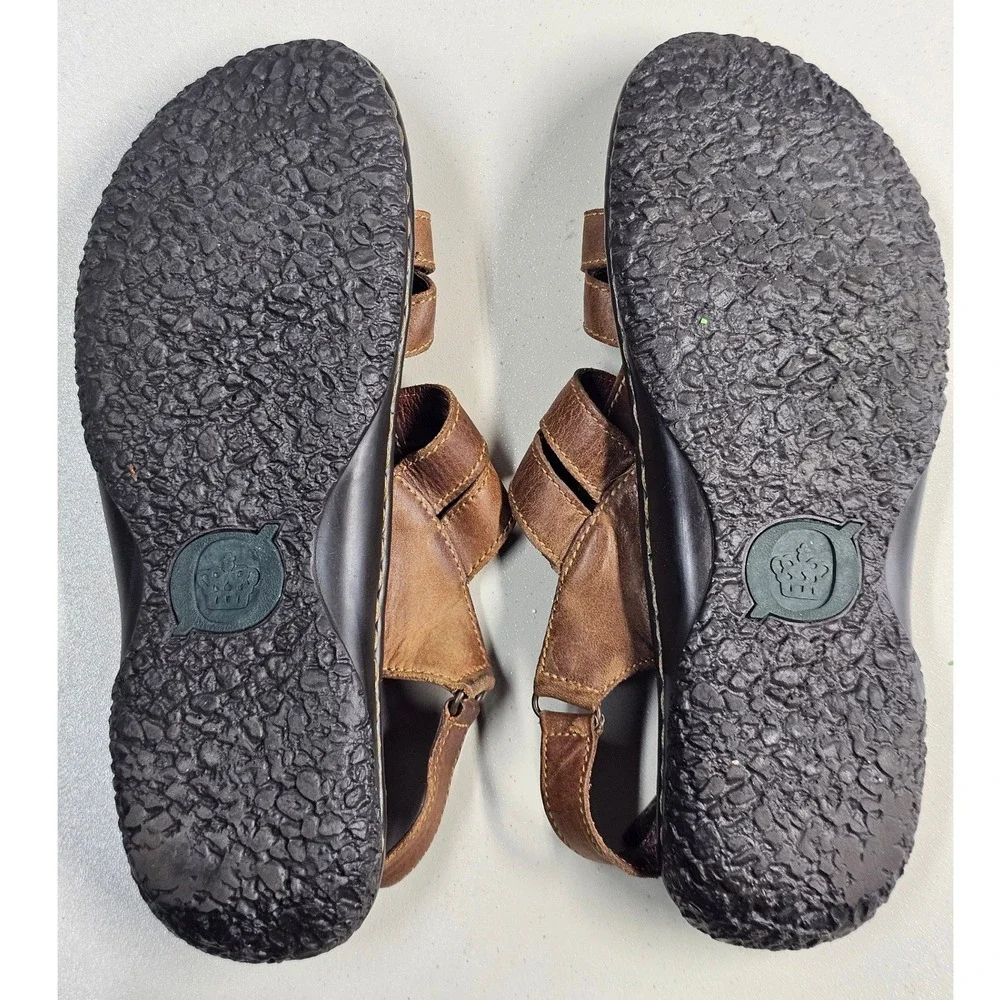 Born Mens Brown Leather Fisherman Sandals B92016 Size 10 Handcrafted Mexico